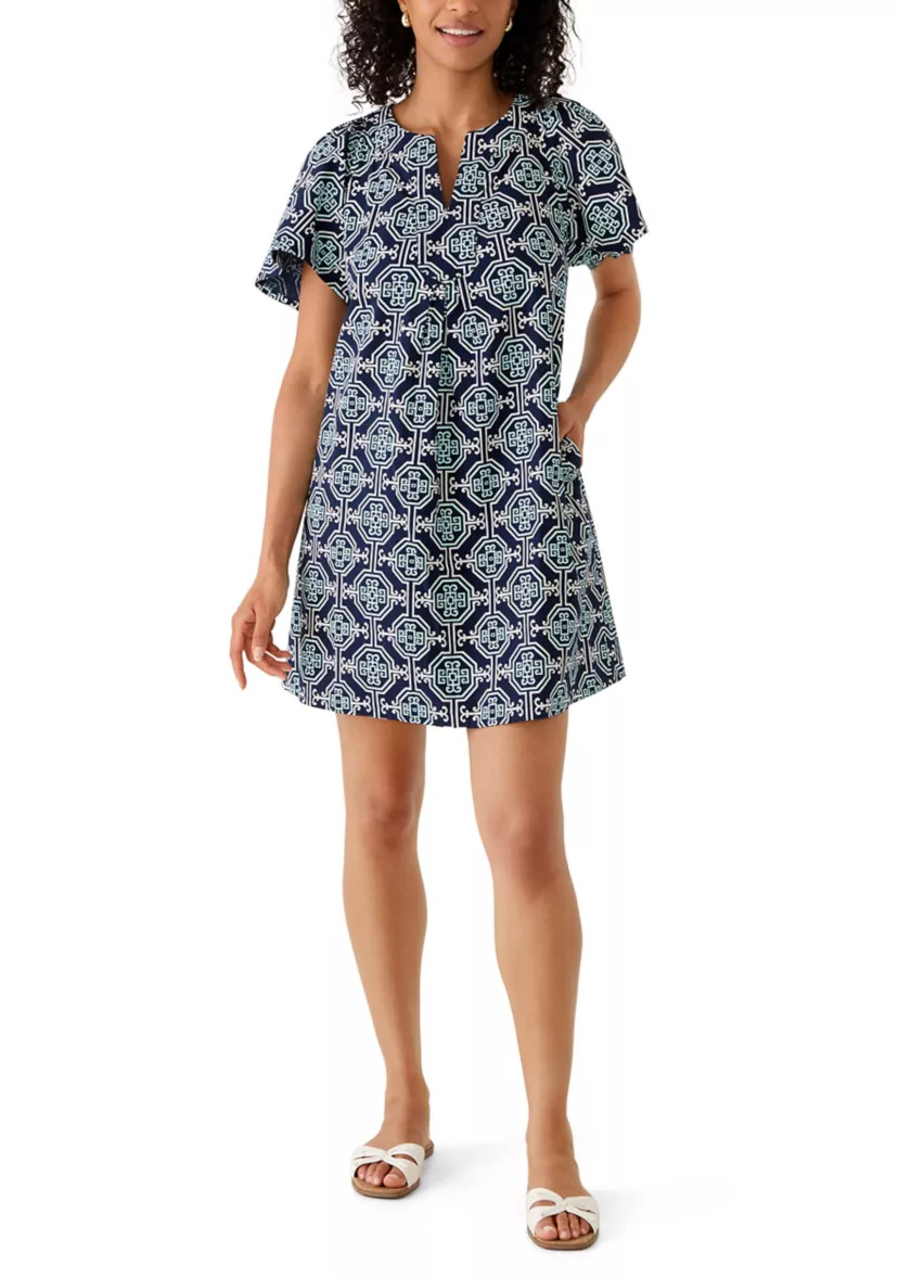 Women's Split Neck Printed Dress | Belk