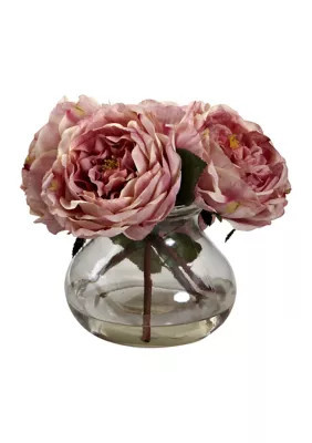 Nearly Natural Fancy Rose With Vase, Pink | Belk