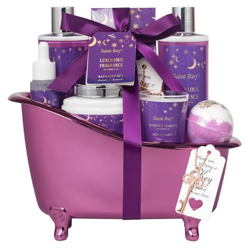 Mothers Day gift Bath Basket Spa Kit Spa Gifts for Women, Bath and Body Basket Set 10pcs Self Care Kit Lavender Scent Birthday Gifts Skin Care Set, Christmas Gifts for Women, Beauty kits Bridal Shower | Amazon (US)