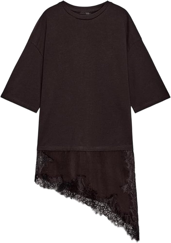 Colorful world Combination Lace T-Shirt for Women Oversized Tshirts Crewneck Short Sleeves Tees T... | Amazon (US)