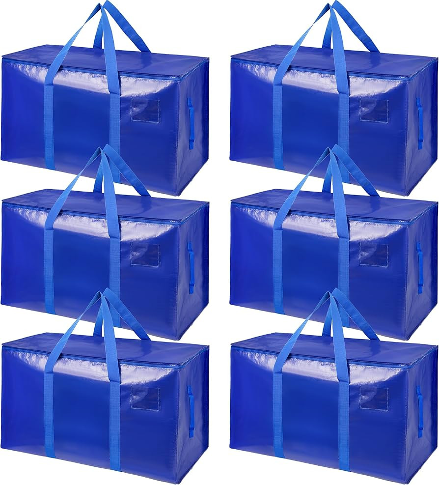 6 Pack Moving Bags Heavy Duty Storage Bags With Zippers And Strong Handles Packing Bags For Movin... | Amazon (US)