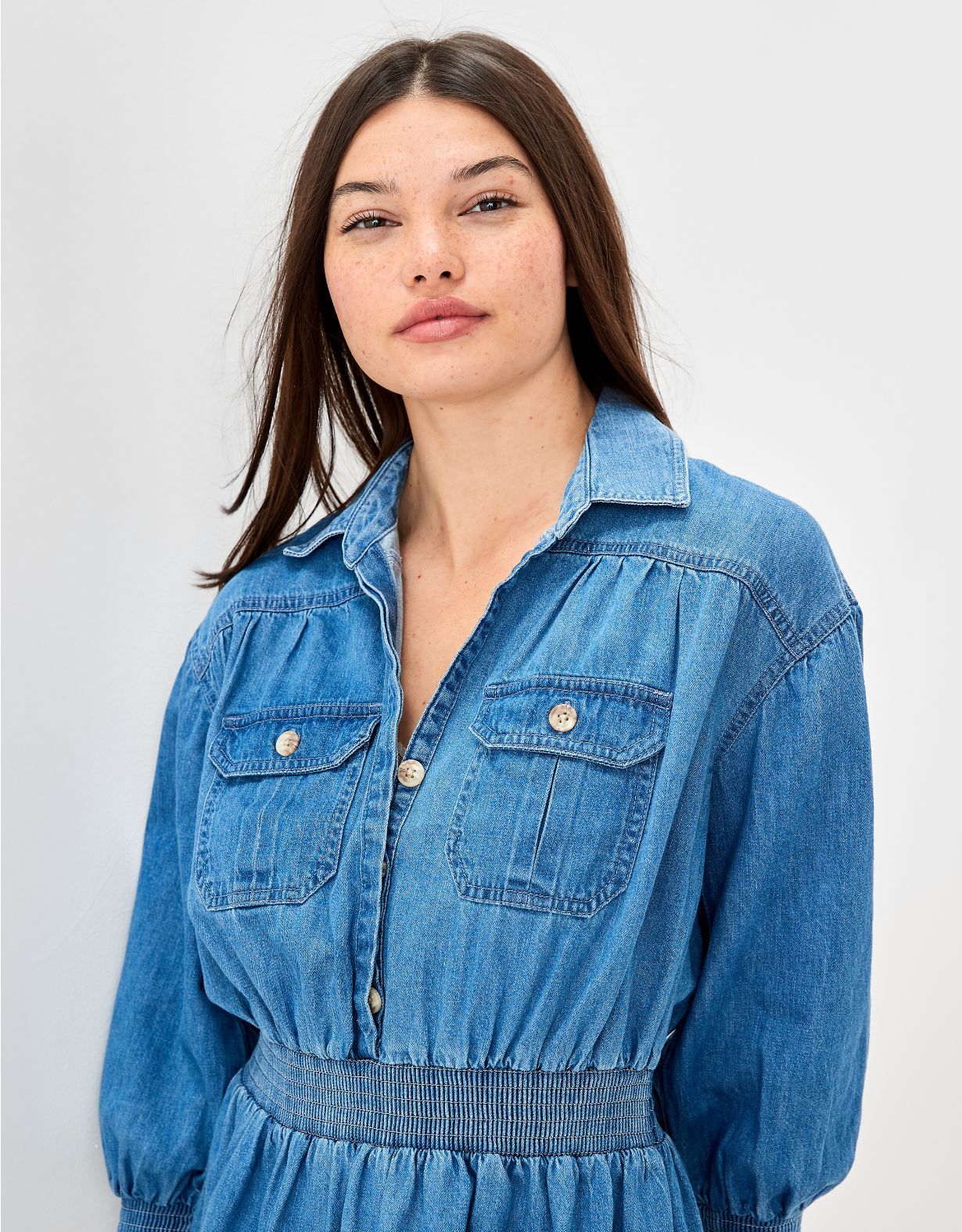 AE Denim Utility Shirt Dress | American Eagle Outfitters (US & CA)