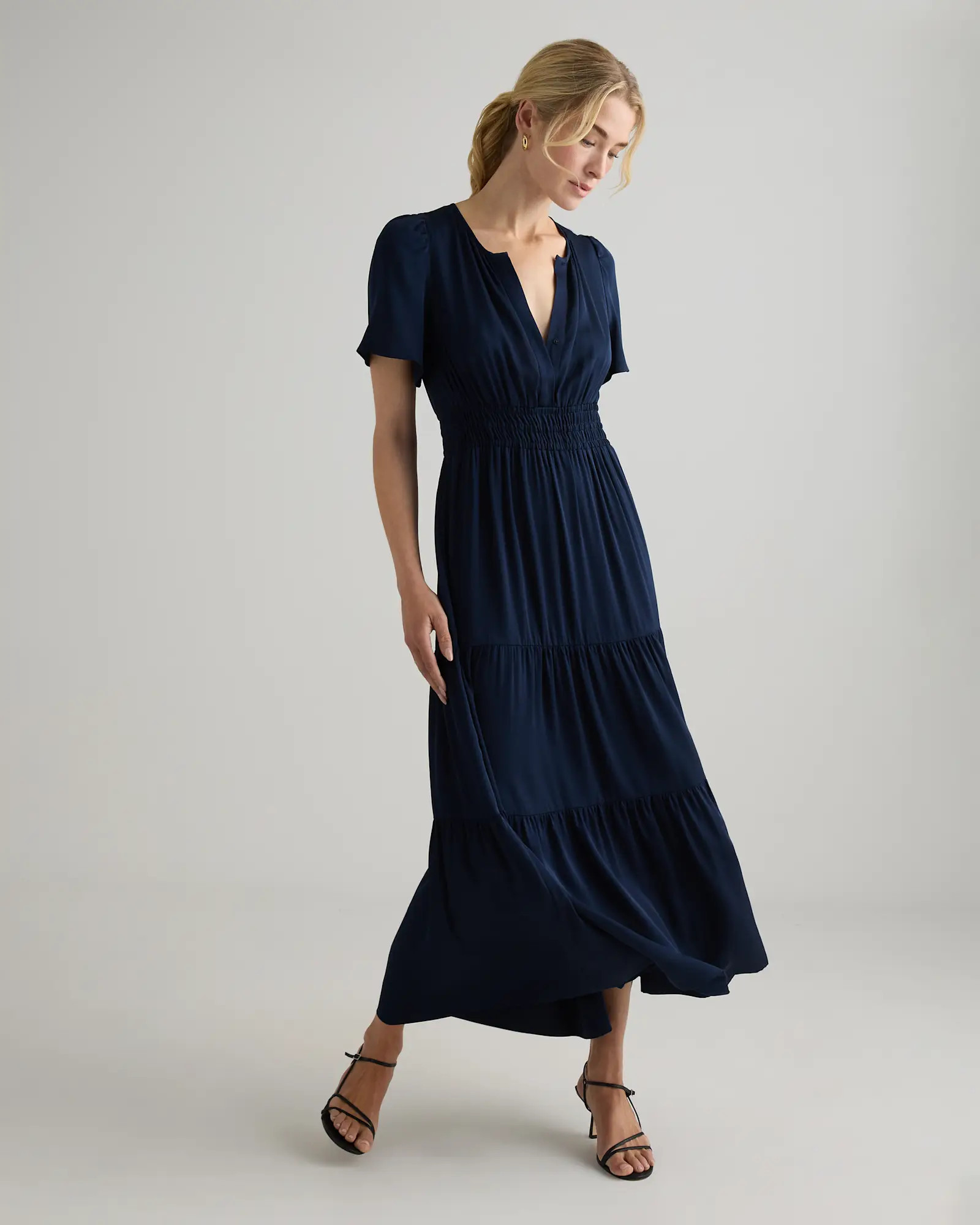 Washable Stretch Silk Tiered Maxi Dress | Quince