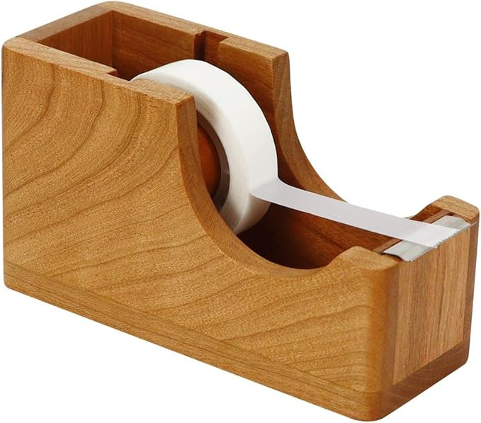 Multibey Cherry Wood Tape Dispenser for Desk - Natural Wood Desktop Tape Holder with Non-Slip Bas... | Amazon (US)