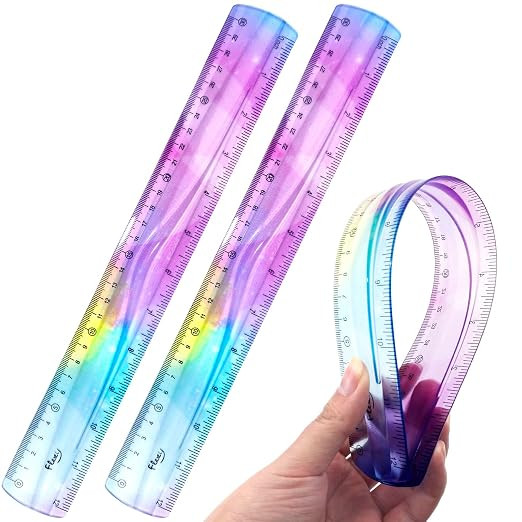 2 PCS 12 Inch Flexible Ruler, Bendable Plastic Ruler, Soft Bendable Gradient Colour Rulers with C... | Amazon (US)