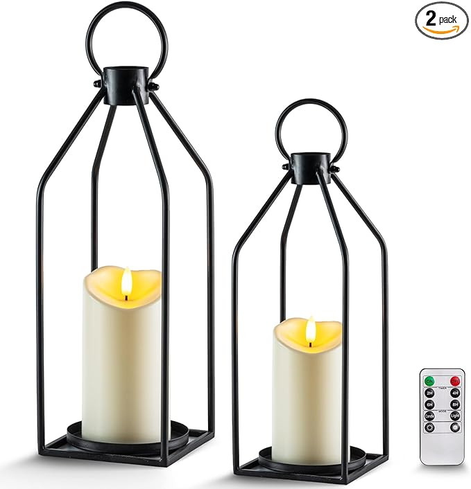 Homemory Modern Christmas Farmhouse Lantern Decor with Waterproof Flameless Candle & Remote Timer... | Amazon (US)