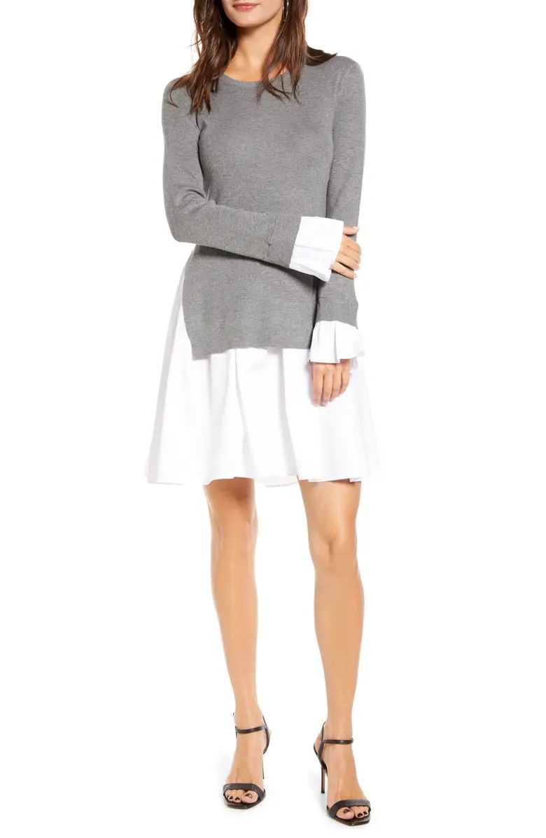 Combo Knit & Poplin Dress | Nordstrom