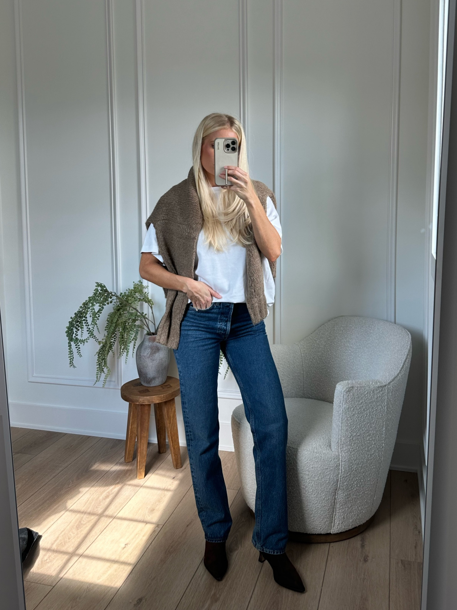 Fall outfit: wearing a small in tee & sweater, 26 in jeans, booties run tts! #kathleenpost #aspenoutfit #mountainchic

#LTKStyleTip #LTKSeasonal