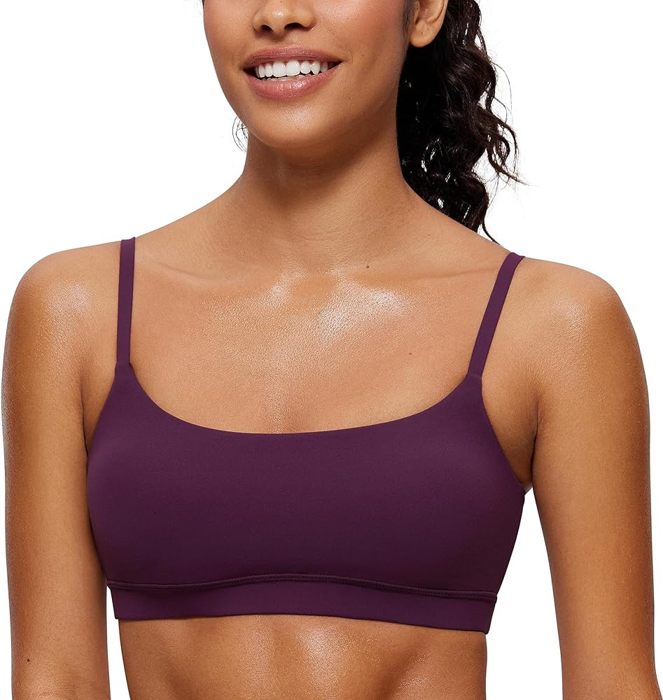 CRZ YOGA Butterluxe Adjustable Spaghetti Strap Sports Bra, Wireless Padded Crop Top | Amazon (US)