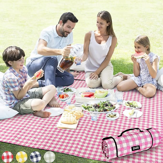 ZAZE Picnic Blanket Waterproof Sandproof, 80''x80'' 3-Layer Cute Compact Extra Large Machine Wash... | Amazon (US)