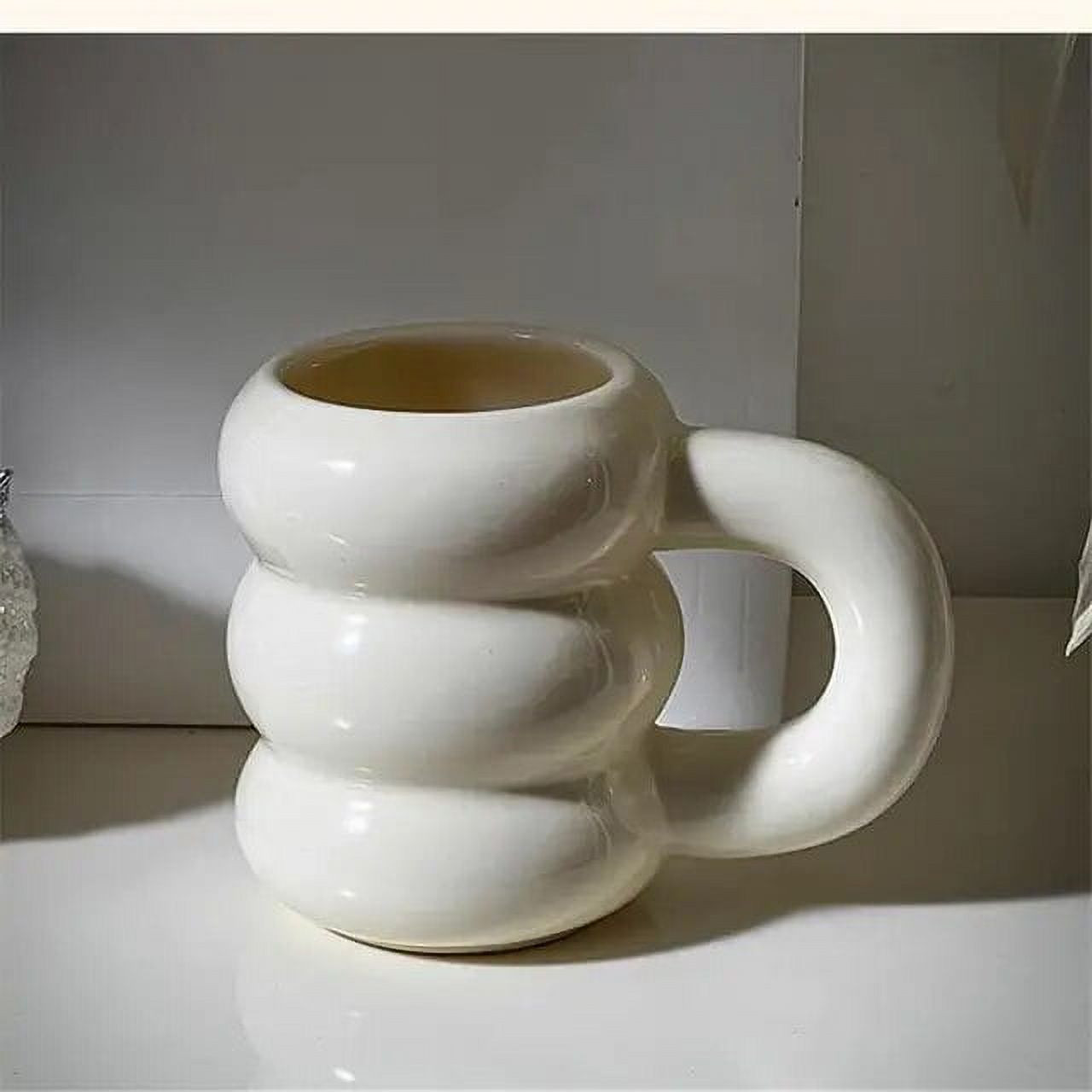 Cute Thicken Ceramic Water Cups Coffee Milk Mug With Handle 420Ml Big Captial Ceramic  Juice Cup ... | Walmart (US)