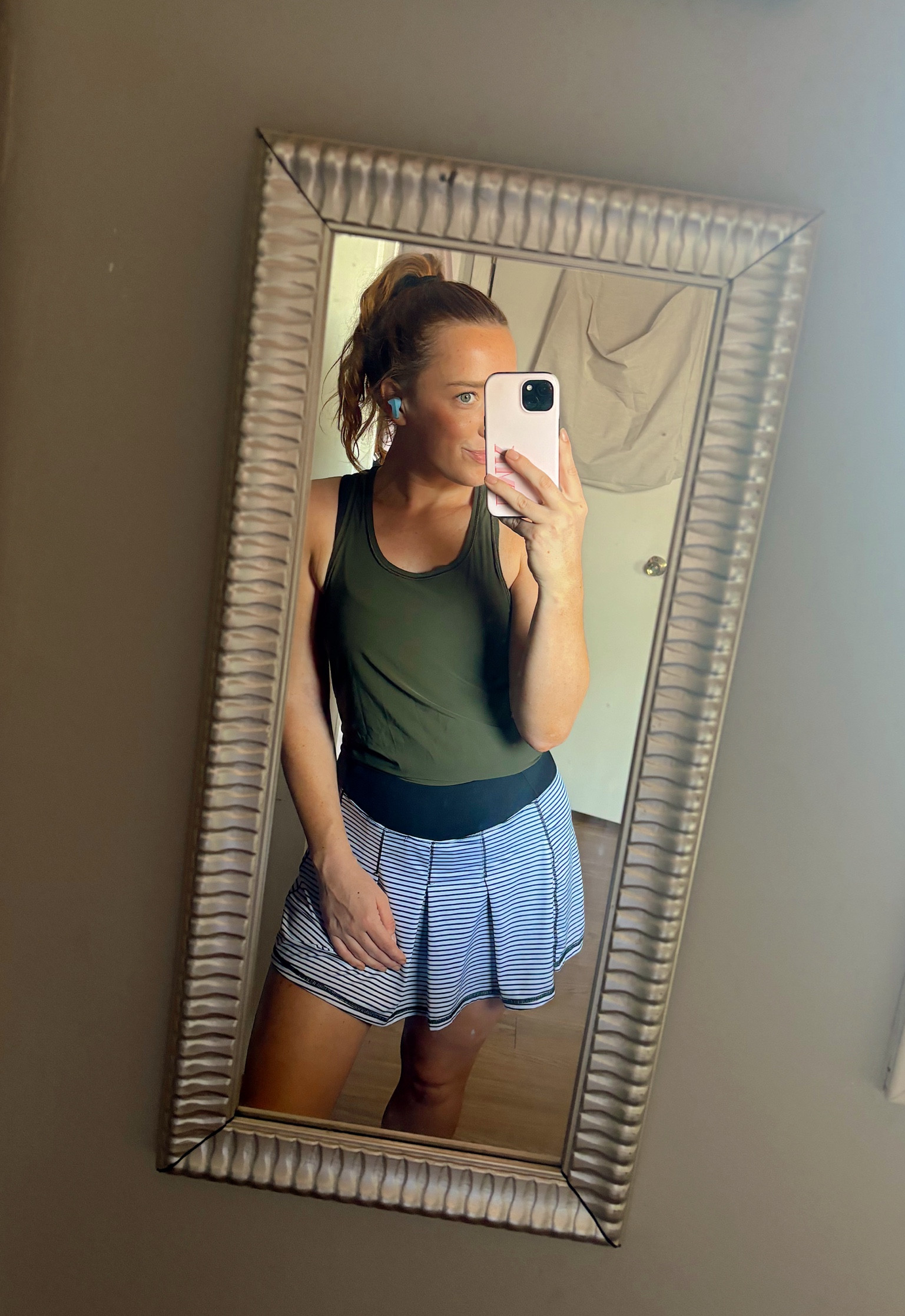 Hot summer days calls for a tennis skirt to beat the heat! Wearing this adorable black white striped skirt with. Lululemon lightweight tank in green! 

#LTKSeasonal #LTKStyleTip #LTKActive