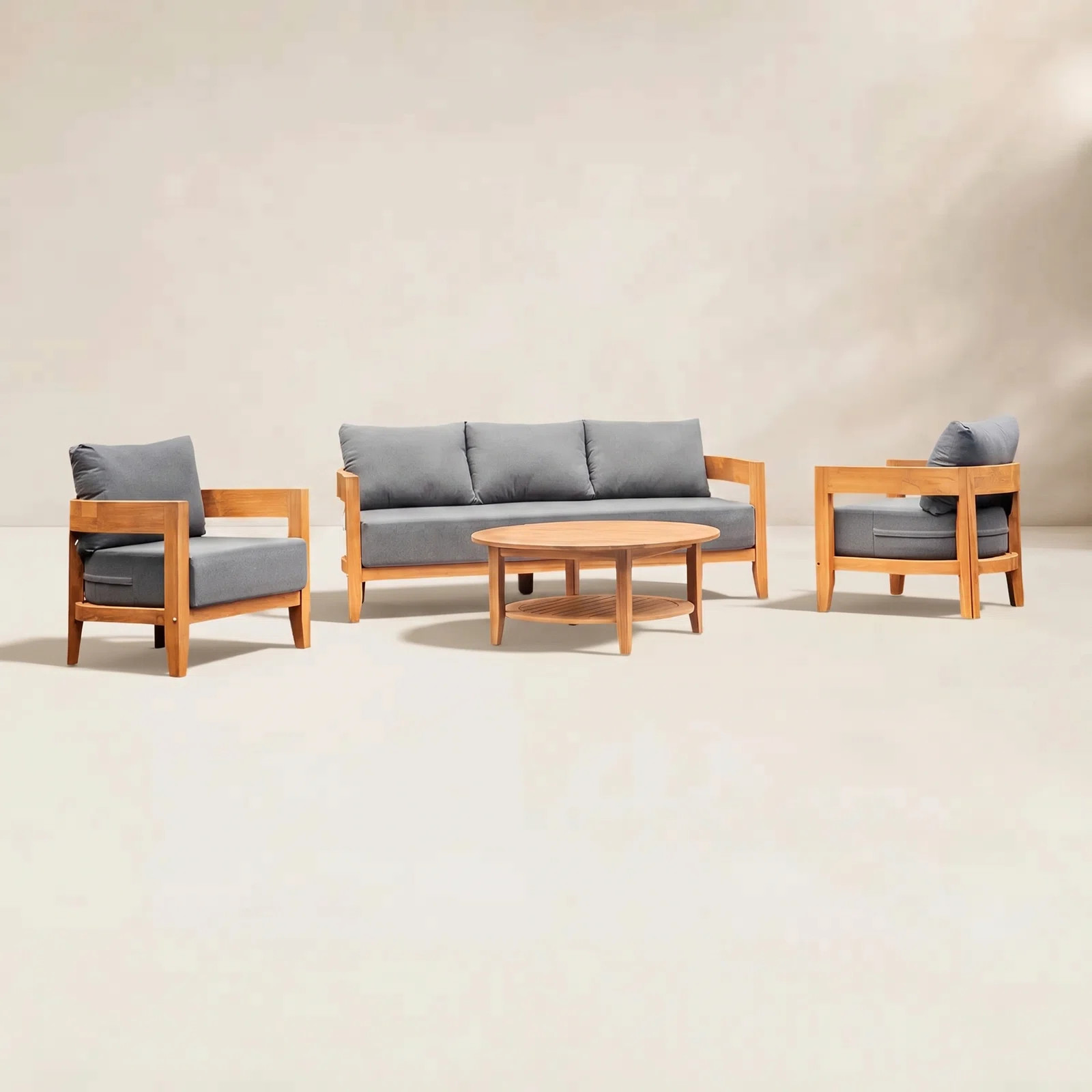 Keaton 5-Person Teak Outdoor Conversation Set With Cushions | Birch Lane