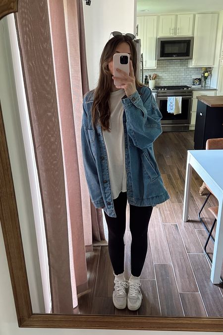 favorite denim jacket I’ve ever owned, love the fit and the denim is so soft! Wearing a small in jacket and tee 

Spring outfit, mom outfit 

#LTKSeasonal