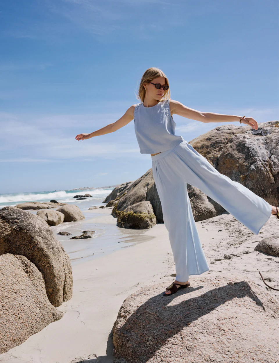 Light Blue Linen-Blend Top | Nobody's Child