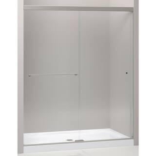 Revel 57-60 in. W x 76 in. H Sliding Frameless Sliding Shower Door in Anodized Brushed Nickel wit... | The Home Depot