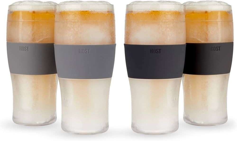 HOST Freeze Beer Glasses, 16 ounce Freezer Gel Chiller Double Wall Plastic Frozen Pint Glass, Set... | Amazon (US)