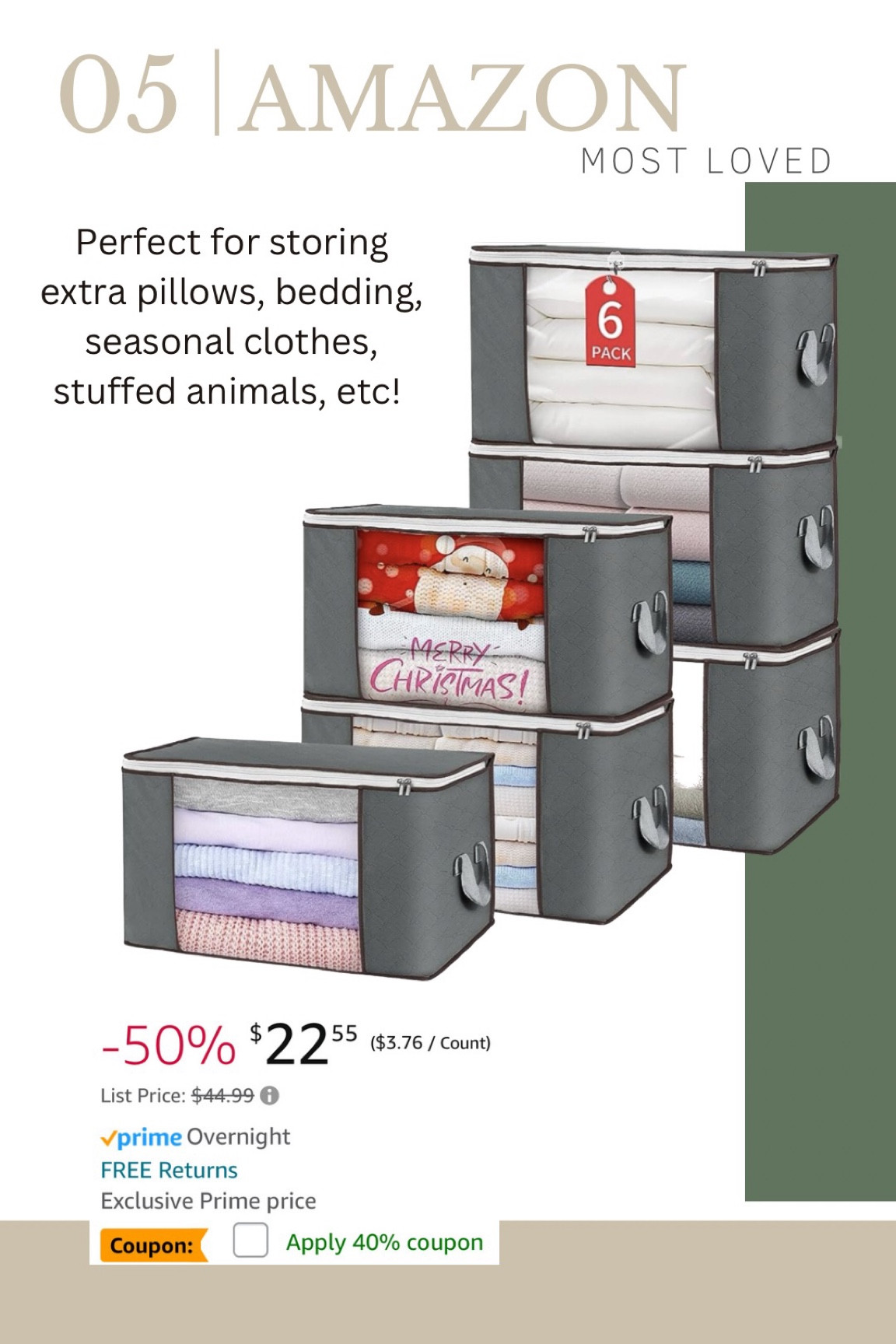 Amazing price on these large storage bags/totes from Amazon! Perfect for storing and organizing blankets pillows seasonal clothing and more! Hime organization moving kids storage toys stuffed animals amazon favorites finds deals and steals 

#LTKsalealert #LTKhome #LTKxPrime