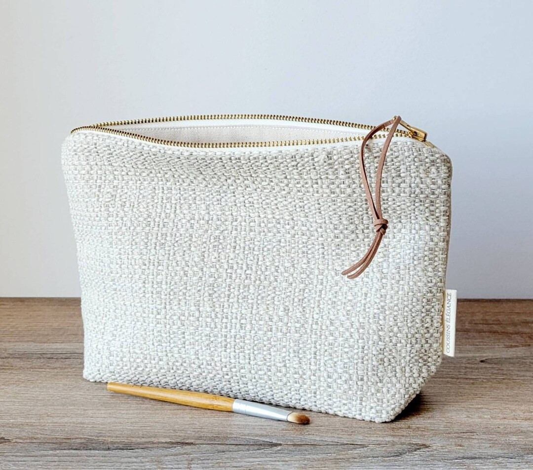 Makeup bag, Beige  makeup bag, minimalist neutral cosmetic bag, unique toiletry bag women, unique... | Etsy (US)