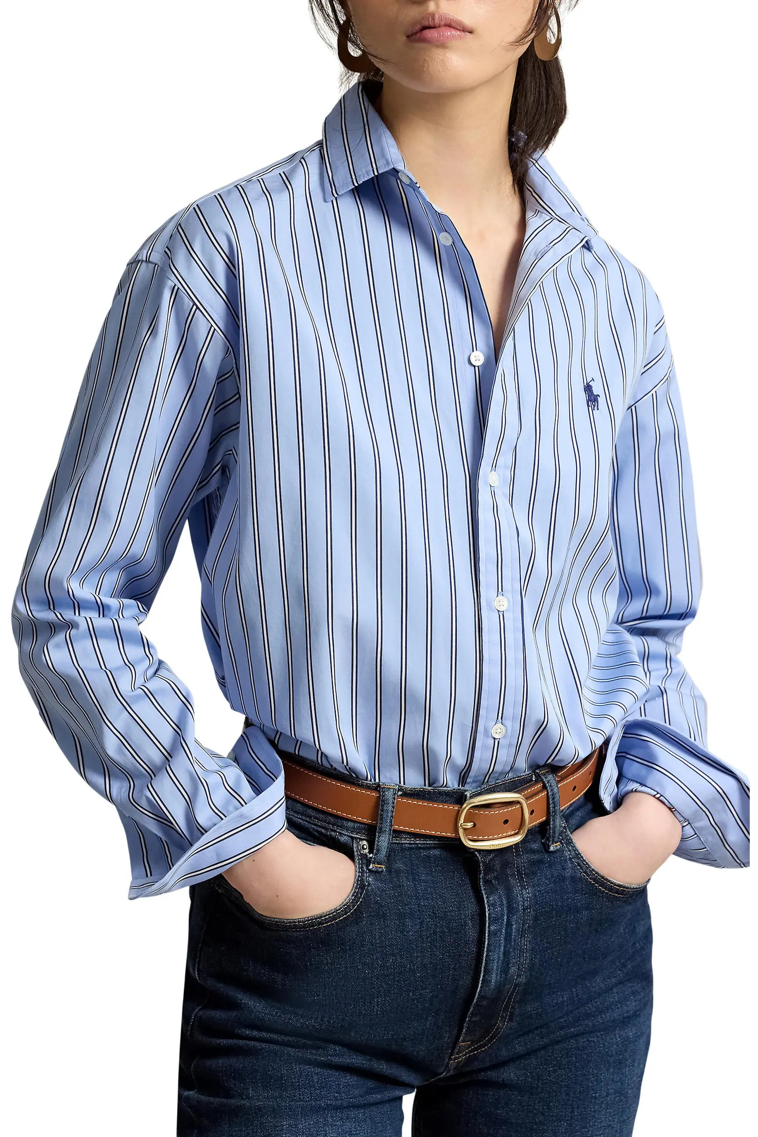 Polo Ralph Lauren Relaxed Fit Striped Cotton Shirt (Women) | Nordstrom | Nordstrom