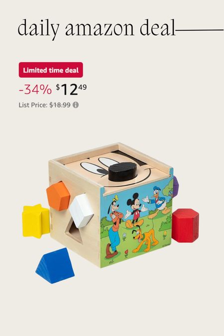 Daily Amazon deal: wooden shape sorting cube 

kids toys, learning toys, Melissa and Doug, Mickey Mouse, wooden toys, educational toys, kids gifts, toddler, Easter basket, toys 

#LTKsalealert #LTKfamily #LTKkids