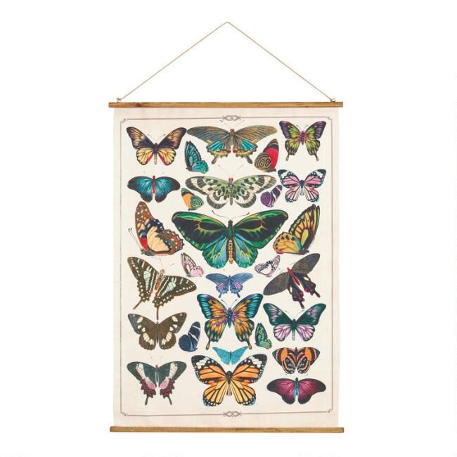 Butterfly Linen Scroll Wall Hanging | World Market