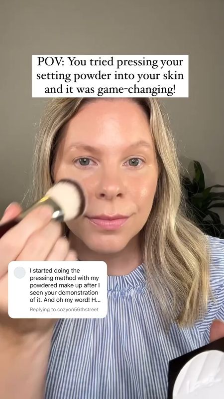 Have you tried this yet? Use a firm, dense brush and press your setting/translucent powder into your skin. It will be game-changing!

Follow for easy filter free makeup tips and share this video with a friend 🤗

Using @yslbeauty translucent powder with the 101 @thebkbeauty brush. I’ve also added some of my other favorite setting powders for reference.

#easymakeuptips #makeuptips #everydaymakeup #simplemakeuptutorial #over35

#LTKOver40 #LTKBeauty #LTKVideo