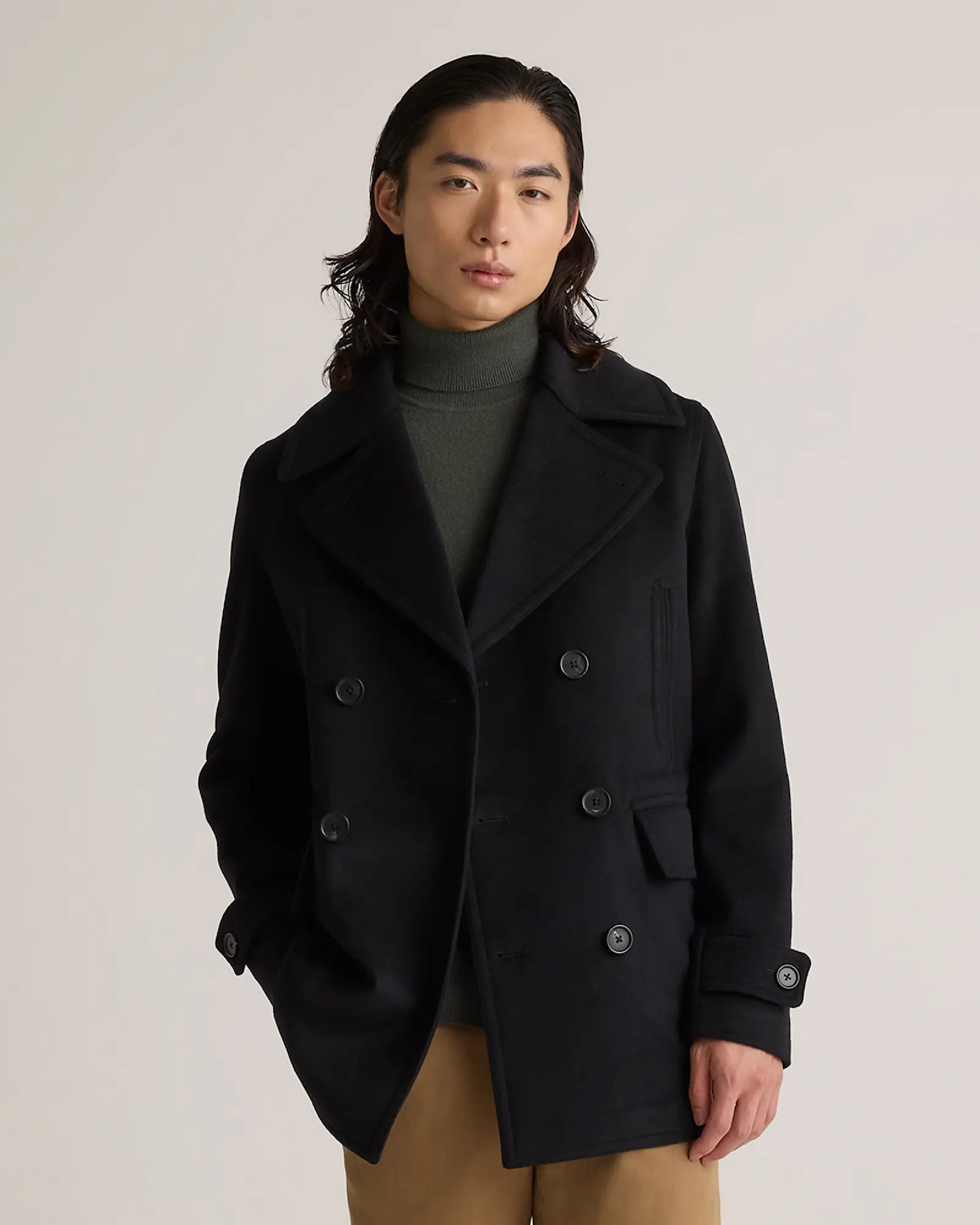 Italian Wool Peacoat in Black | Quince