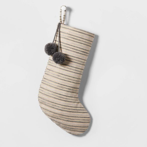 Woven Christmas Stocking Gray Stripe - Wondershop&#8482; | Target
