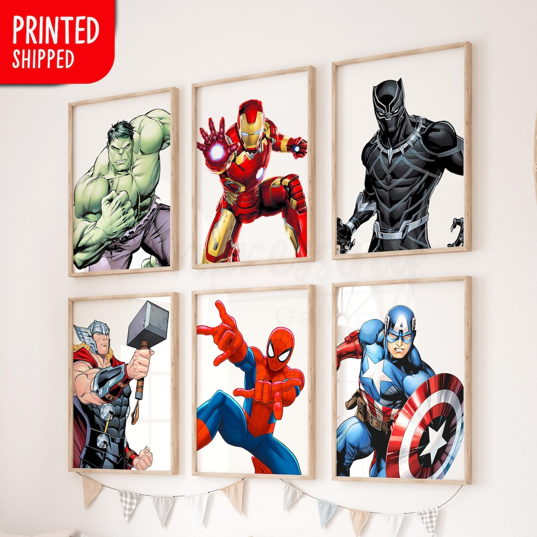 Superheroes Wall Art, Kids Room Decor, Set of 6 Prints, Avengers, Printed Prints - Etsy | Etsy (US)