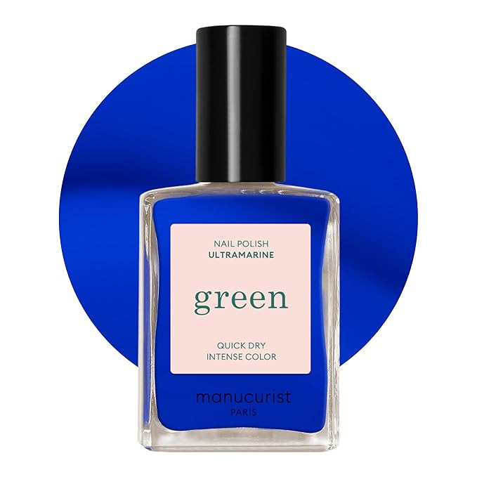 Manucurist Green Quick Dry Nail Polish Ultramarine - Electric Blue Nail Polish - 9-Free, Plant-Ba... | Amazon (US)