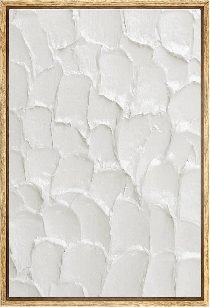 IDEA4WALL Framed Canvas Print Wall Art White Minimal Paint Stroke Pattern Abstract Shapes Illustr... | Amazon (US)