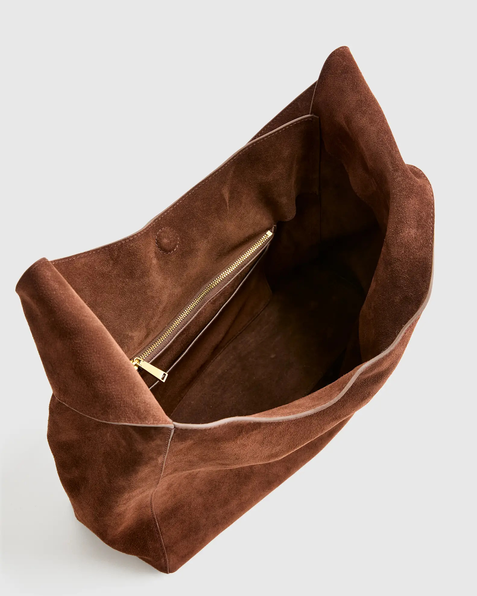 Italian Suede Slouchy Shoulder Bag in Chocolate Brown | Quince