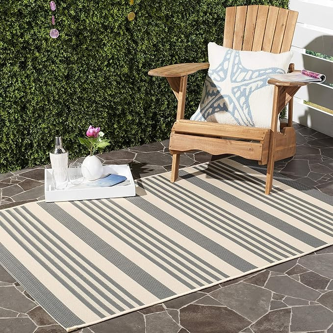 Safavieh Courtyard Collection CY6062-236 Indoor/ Outdoor Area Rug, 2' 7" x 5', Grey/Bone | Amazon (US)