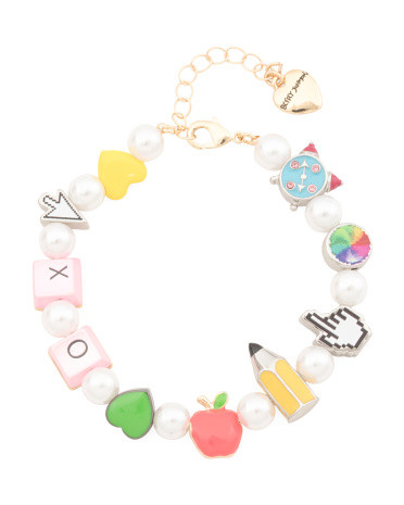 School Motif Beaded Pearl Bracelet | TJ Maxx
