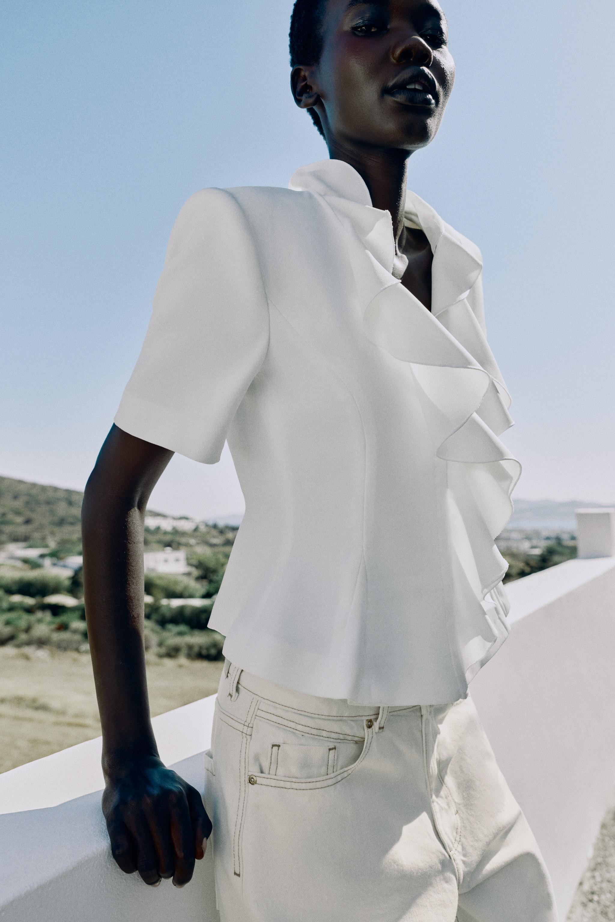 RUFFLED SHORT SLEEVE BLAZER | Zara US