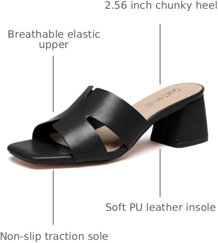 Women's Square Open Toe Sandals Low Block Chunky Heel Slip on Comfortable Casual Sandals for Dail... | Amazon (US)