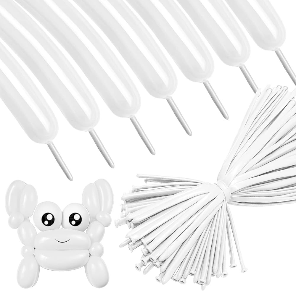 White 260Q Long Balloons 100 Pack White Modeling Long Magic Balloons Thickening Latex Twisting DI... | Amazon (US)