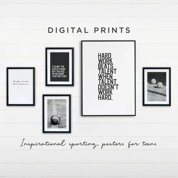 Sports Themed Dorm Decor - Set of 5 digital prints for download | Etsy (US)