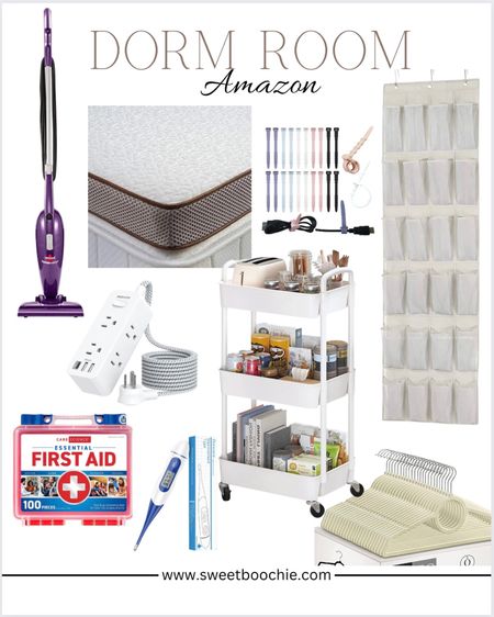 Dorm room essentials from Amazon. Twin Mattress topper, vacuum, silicone zip ties, power strip surge protector, organizers, space saving hangers, first aid kit, thermometer, 3 tiered rolling cart 

#LTKhome #LTKFind