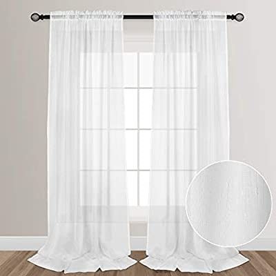 VOILYBIRD White 108 Inches Sheer Curtains Extra Long See Through Sheers for Living Room Bedroom R... | Amazon (US)