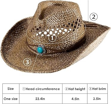 Straw Cowboy Hat Western Hats for Women Cowgirl Sun Beach Hat Summer Outback Shapeable Wide Brim | Amazon (US)