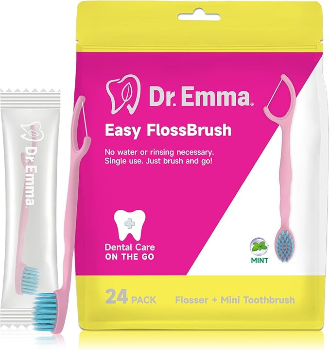 Dr. Emma Mini Brush Disposable Toothbrushes with Floss, Travel Mint Toothbrush for On-The-Go Use,... | Amazon (US)