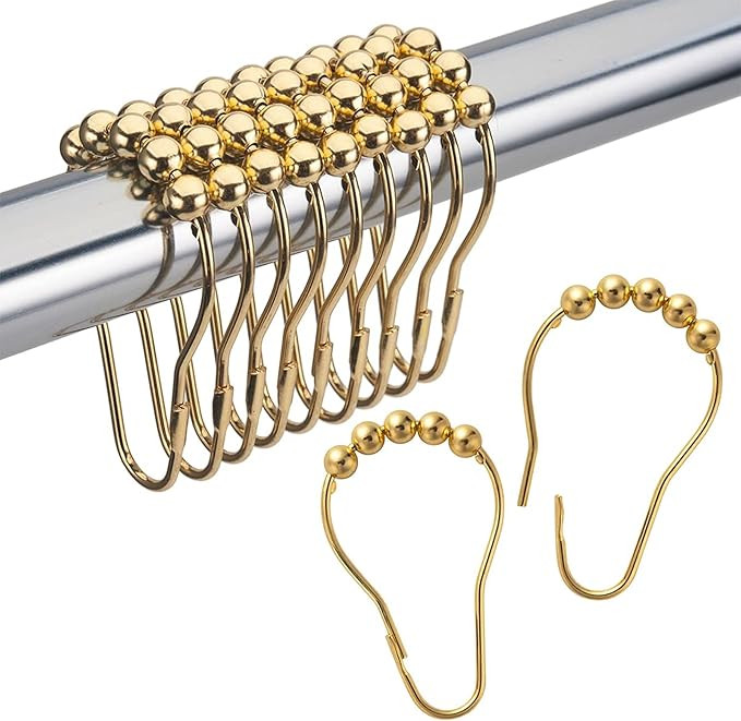 Amazer Shower Curtain Rings, Rust-Resistant Metal Shower Hooks Ring Shower Rings for Curtain Roll... | Amazon (US)