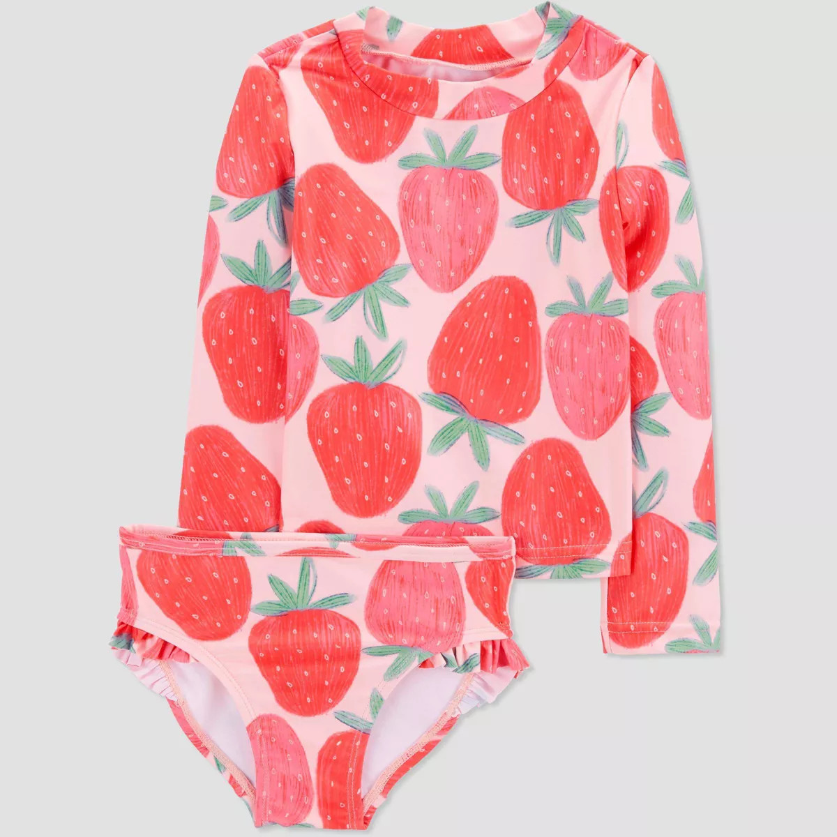 Carter's Just One You®️ Toddler Girls' Long Sleeve Strawberries Printed Rash Guard Set - Pink | Target