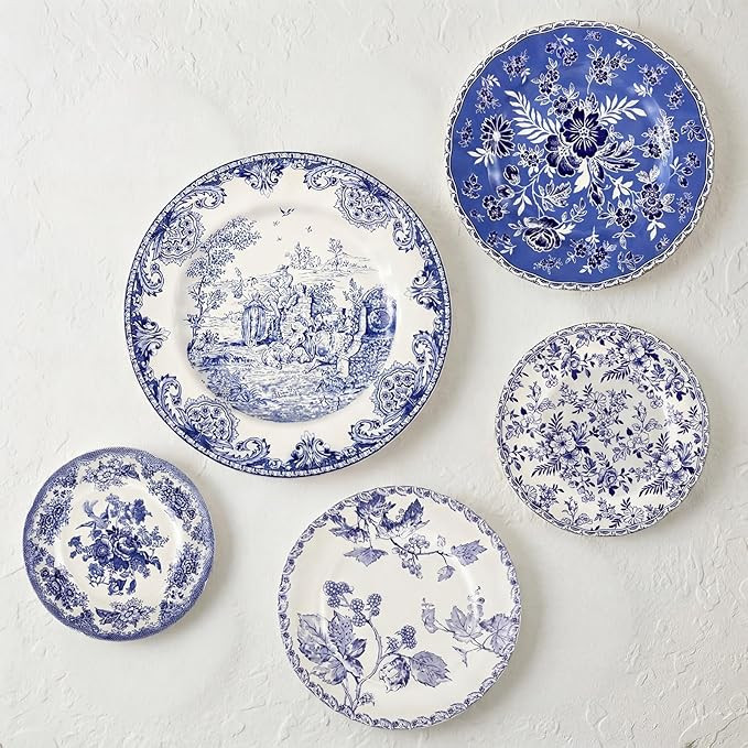 5 Pcs Holland Wall Sculpture Plates for Wall, Ceramic Vintage Blue and White Plates Set, Vintage ... | Amazon (US)