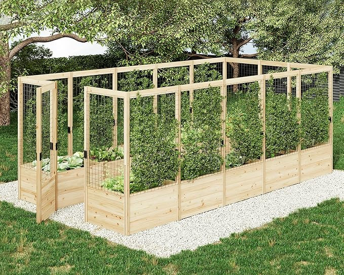 AMERLIFE U-Shaped Raised Garden Bed with Deer Proof Fence, 7.5Wx15Dx6H Outdoor Wooden Raised Gard... | Amazon (US)