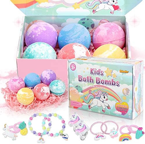 2022 Unicorn Bath Bombs for Kids with Toys Inside, XL 5.0 OZ, 6 Handmade Organic Fizzies Bath Bombs  | Amazon (US)