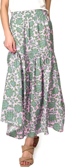 GIBSONLOOK Playa Floral Tiered High Waist Maxi Skirt | Nordstrom | Nordstrom