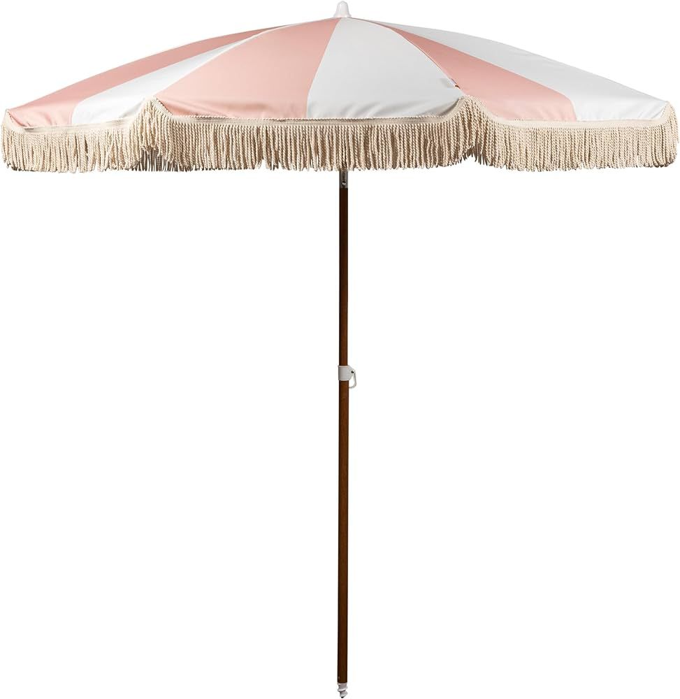 Summerland 6.5 Feet Beach Umbrella with Fringe - Patio Umbrella - Outdoor Umbrella - UV50+ Sun Pr... | Amazon (US)